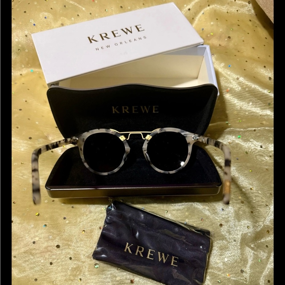 KREWE *NEW* St Louis Matte Oyster 24K Sunglasses New Orleans 46-23  *Trending*